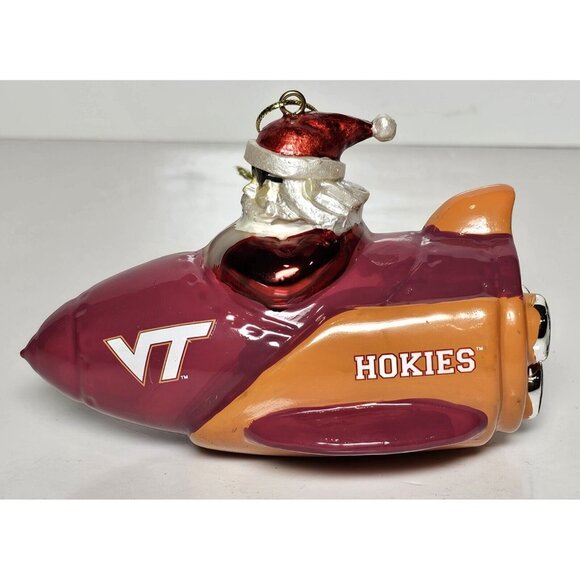 Virginia Tech University Hokies Ornament Santa in Rocket Ship New FAST SHIPPING - Picture 2 of 8